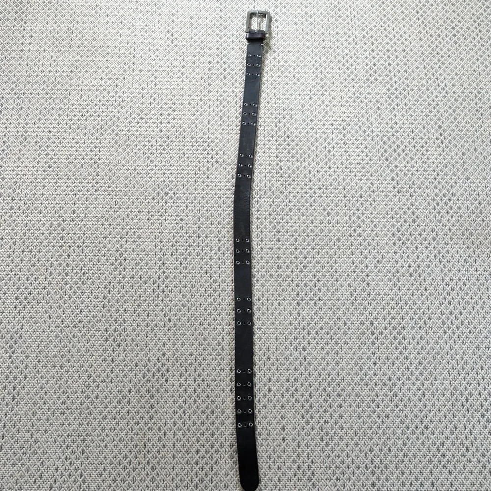 Y2K Leather Belt Dark Brown Double Grommet Banana Republic Genuine Italian Sz 34